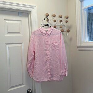 L.L Bean - Linen Casual Button Down - Pink - XL